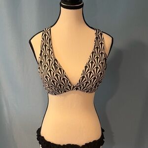 Chic Black and White Geometric Swim Top